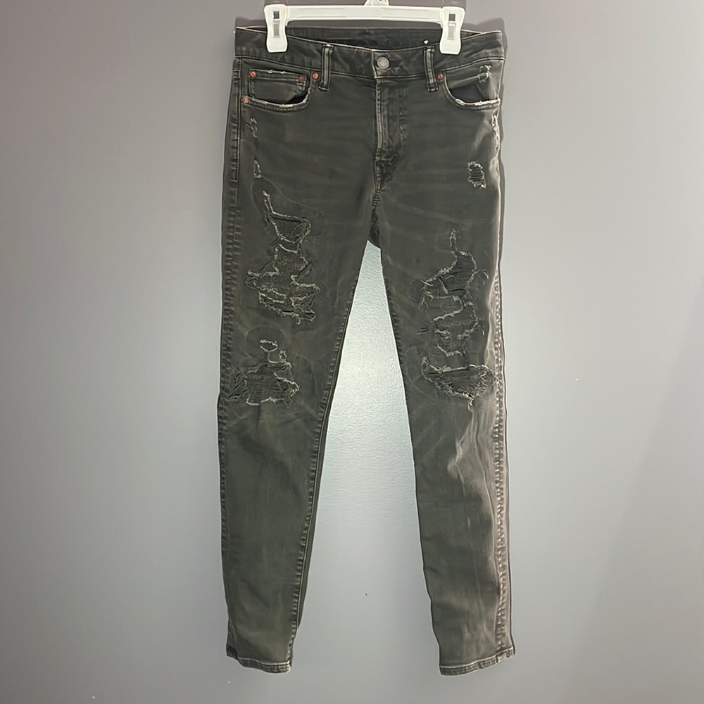 American Eagle Black Ripped Skinny Jeans